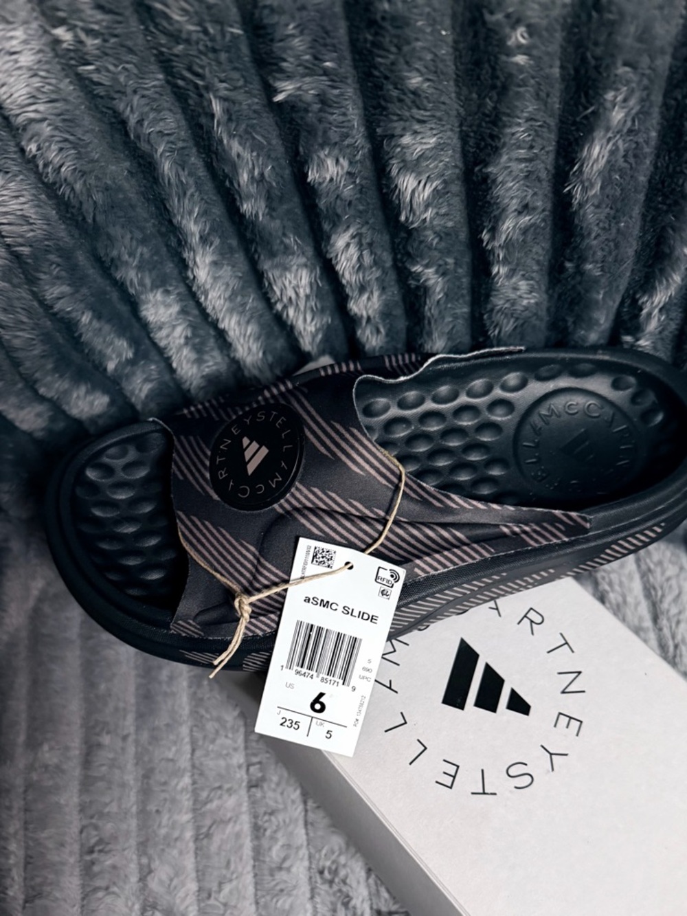 NWT Adidas by Stella McCartney Black Striped ASMC Slide